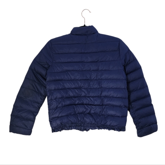 Polo Ralph Lauren Navy Ruffle Hem Quilted Down Puffer Coat Jacket Girls Lrg - Picture 8 of 11